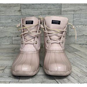 Sperry Girls Saltwater Duck Boots, Blush, Big Kids 3M Pink Side Zipper Rubber